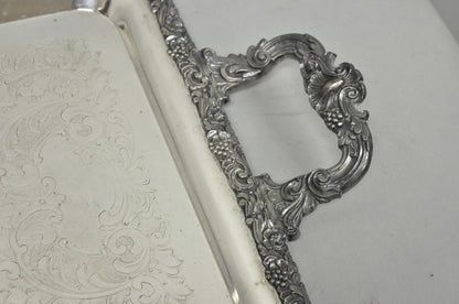 Vintage English Victorian Silver Plated Copper Narrow Serving Platter Bar Tray
