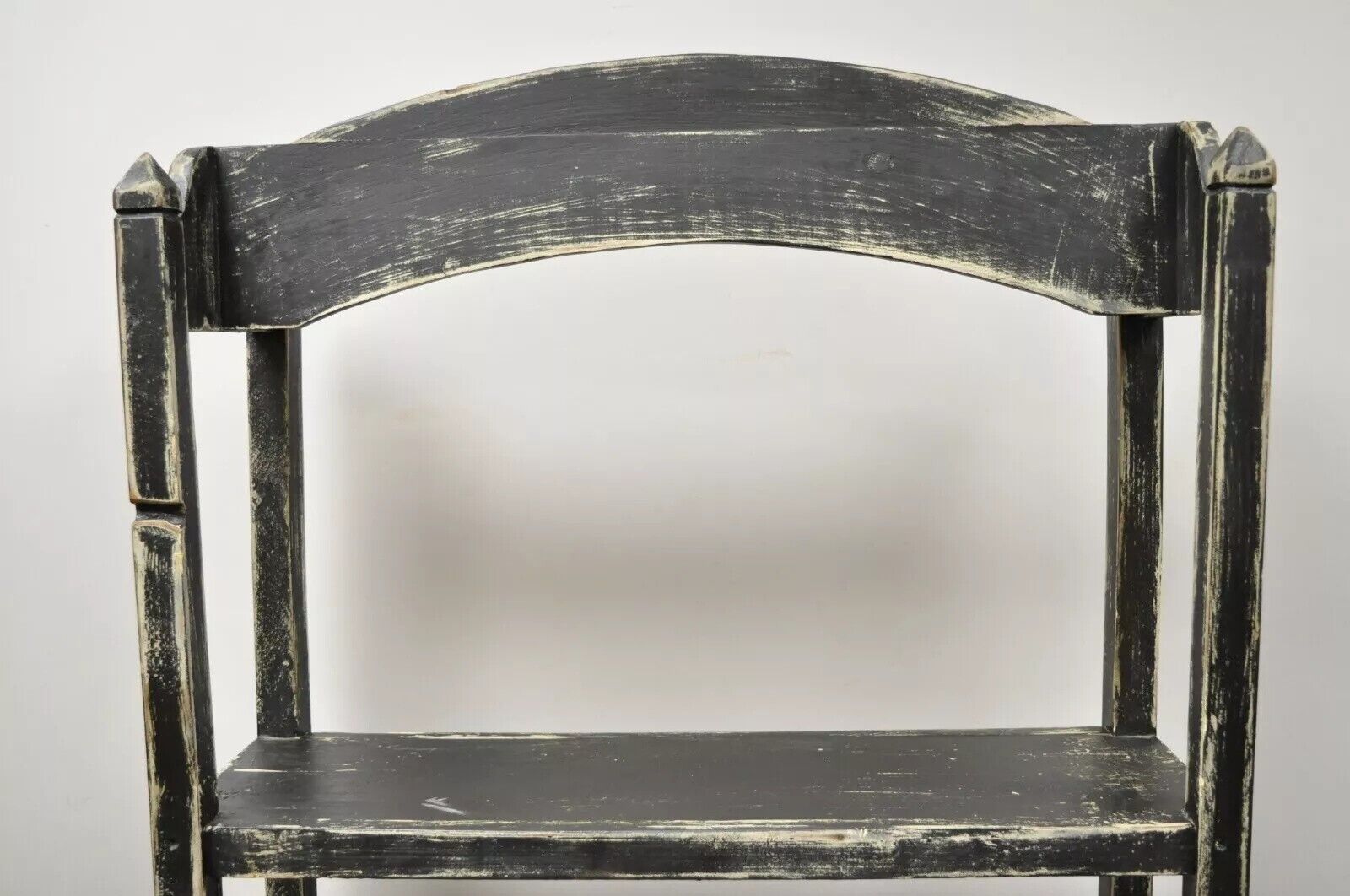 French Country Provincial Black & White Distress Painted Bookcase Display Stand