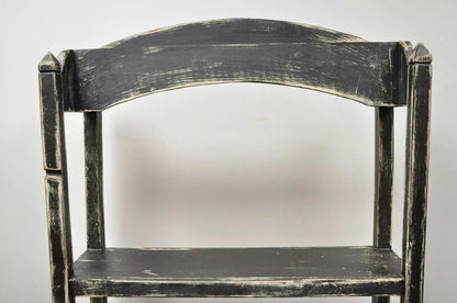 French Country Provincial Black & White Distress Painted Bookcase Display Stand