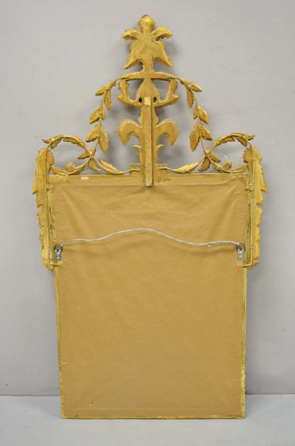 Vintage Adam Style Italian Carved Gold Giltwood Leafy Scroll Console Wall Mirror