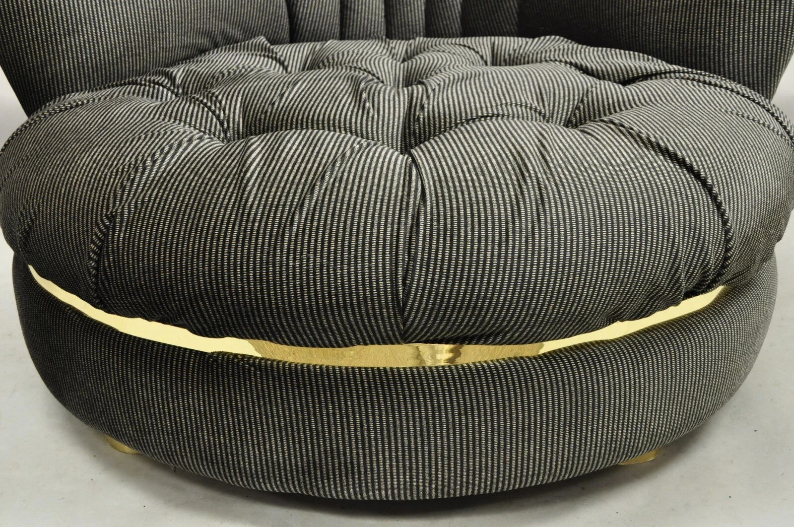Mid Century Modern Milo Baughman Style Round Black Club Lounge Chair - a Pair