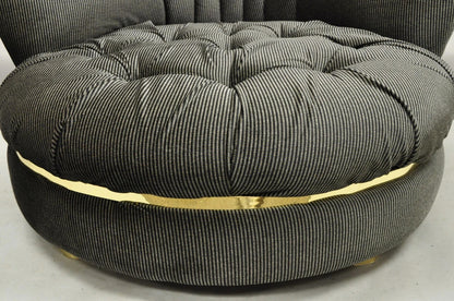 Mid Century Modern Milo Baughman Style Round Black Club Lounge Chair - a Pair