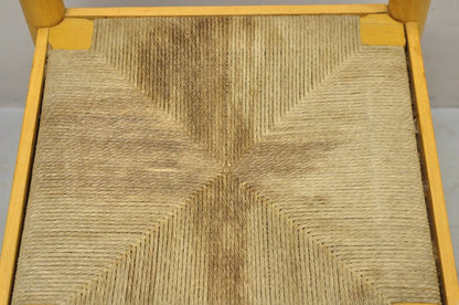 Mid Century Modern Birch Maple Bentwood Woven Rush Dining Chairs - Set of 6