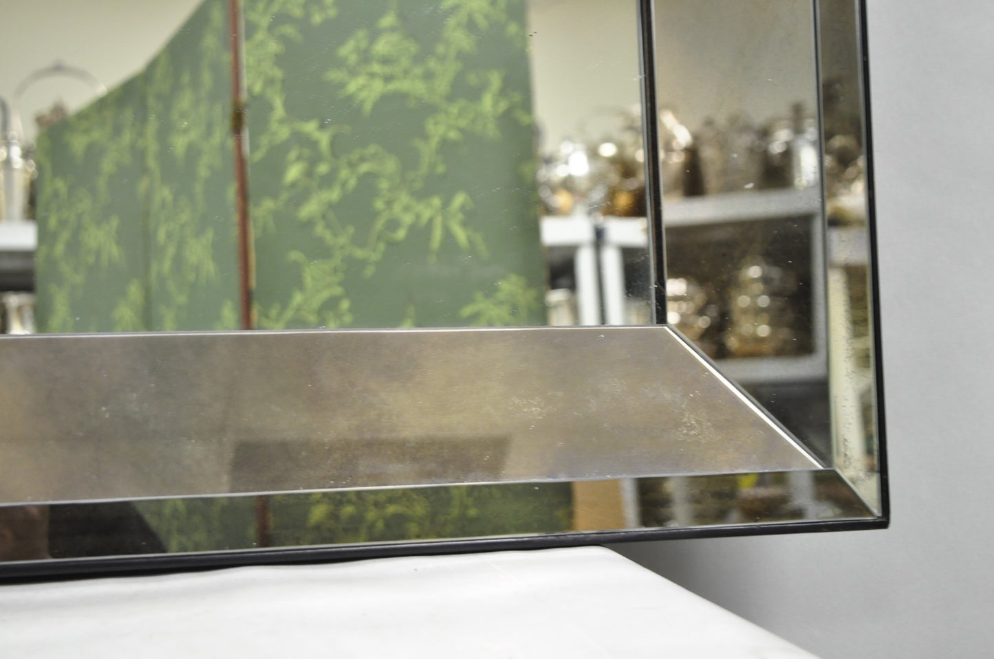 Hollywood Regency James Mont Style Verre Eglomise Smoked Glass Wall Mirror