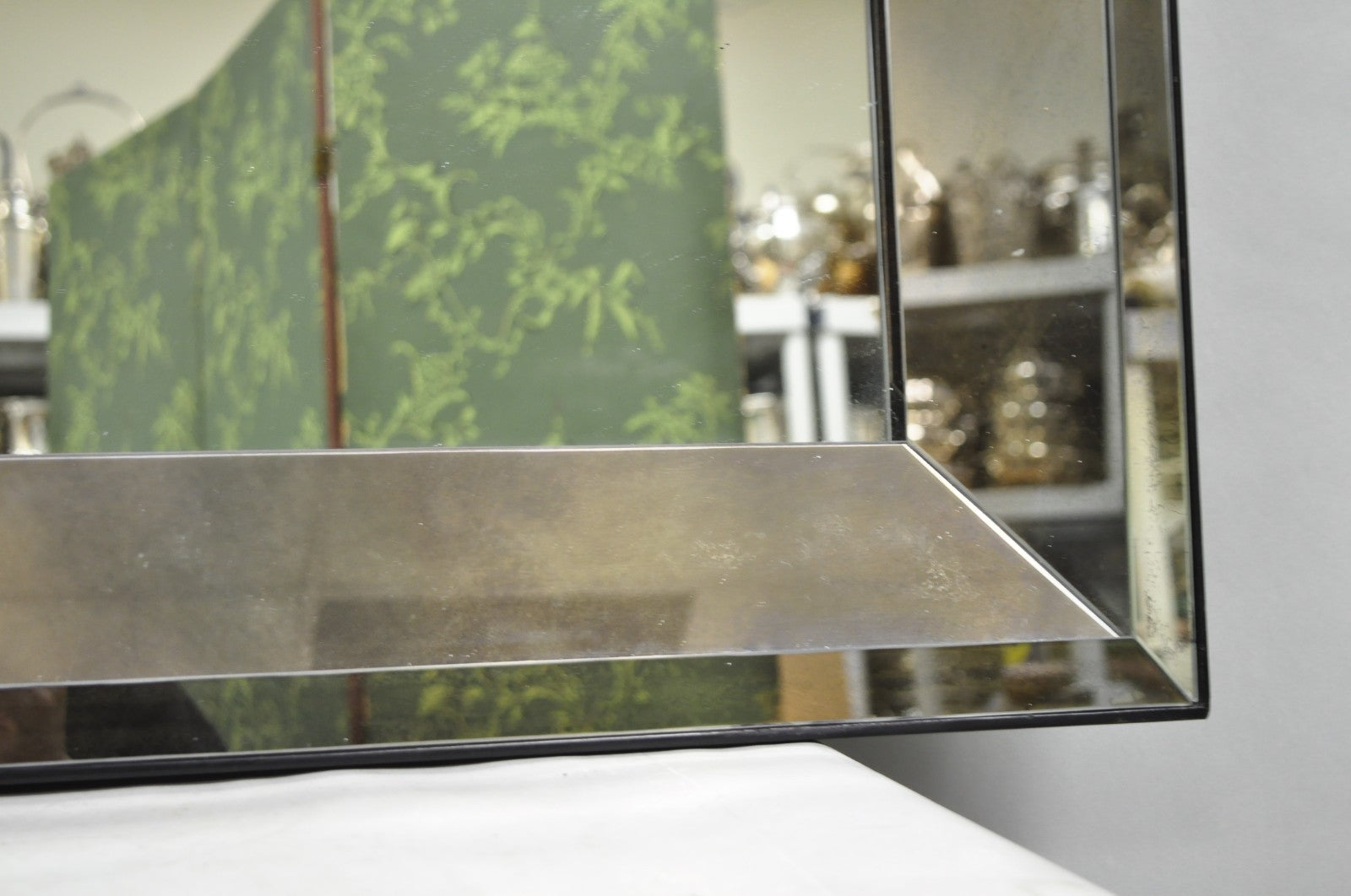 Hollywood Regency James Mont Style Verre Eglomise Smoked Glass Wall Mirror