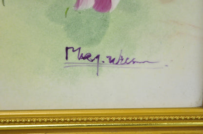 Mary Wilson French Hand Painted Porcelain Plaque Pink Rose Flower Painting (A)