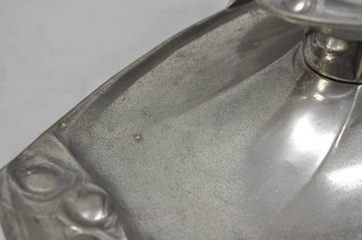 Antique Kayserzinn 4640 German Art Nouveau Pewter Metal Serving Platter w Birds