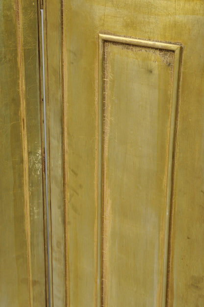Antique Chinoiserie Oriental Eglomise Antiqued Mirror Glass 3 Panel Room Screen
