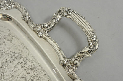 Vintage WM A Rogers Victorian Silver Plated Twin Handle Serving Platter Bar Tray