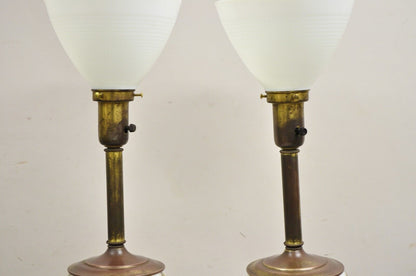 Vintage Italian Hollywood Regency Hand Painted Glass Pineapple Table Lamp - Pair