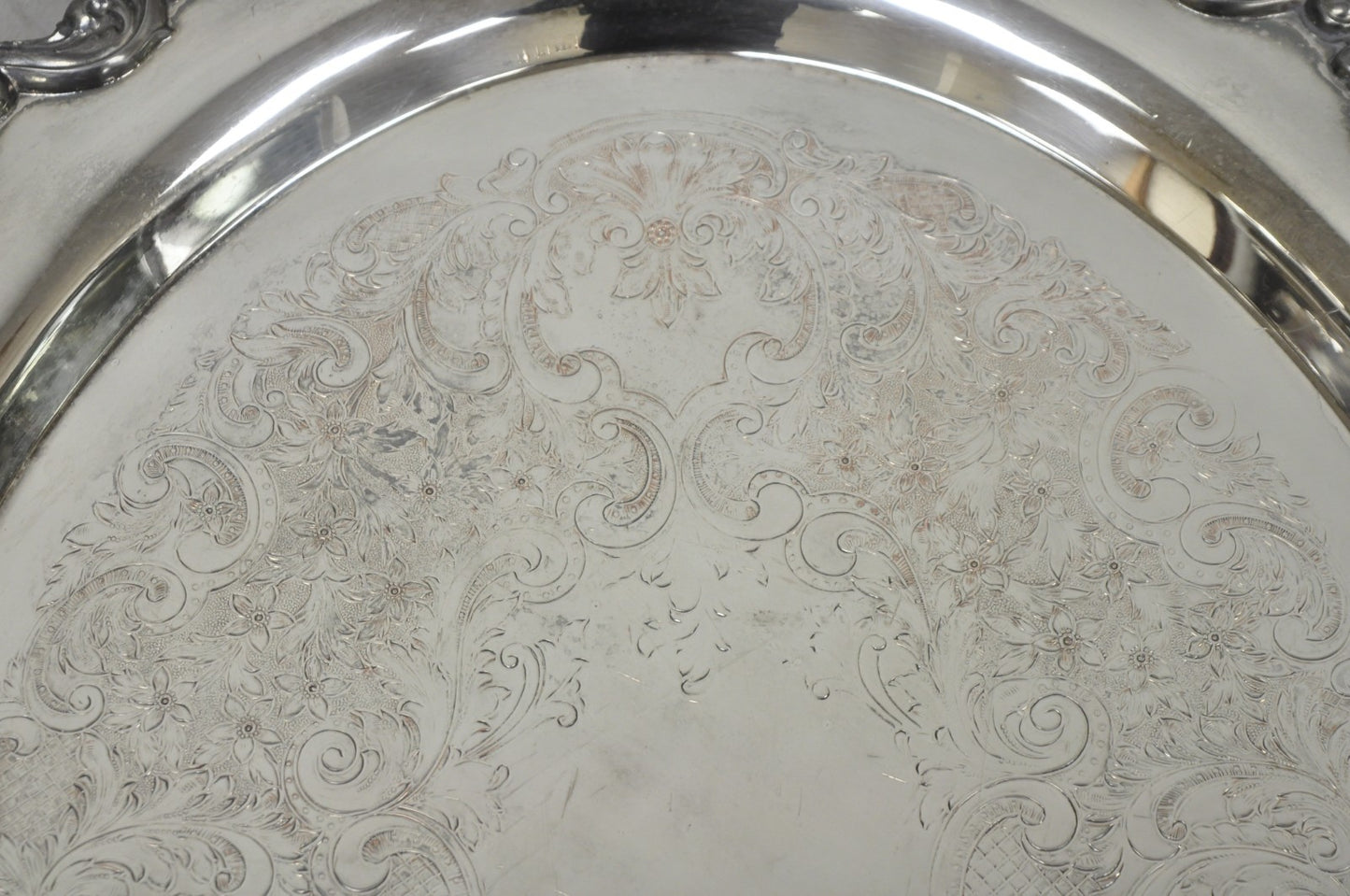 Vintage Poole 400 Lancaster Rose Silver Plated Bar Serving Platter Tray on Feet