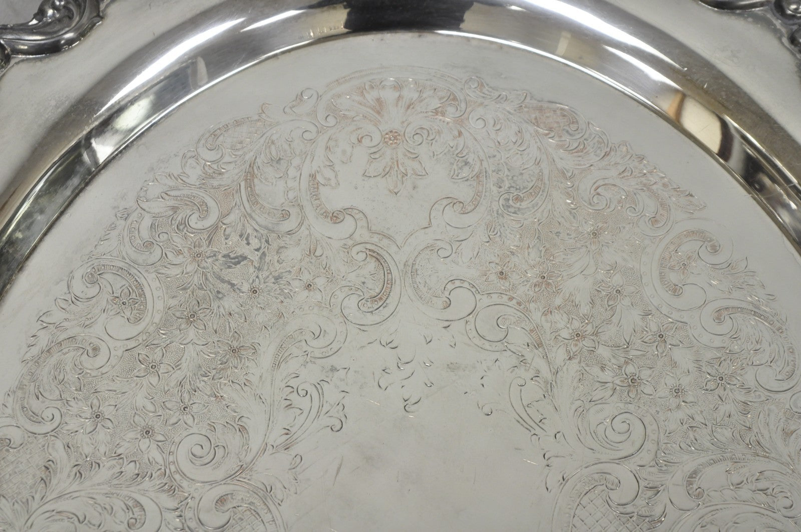Vintage Poole 400 Lancaster Rose Silver Plated Bar Serving Platter Tray on Feet