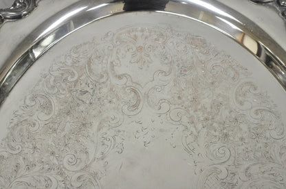 Vintage Poole 400 Lancaster Rose Silver Plated Bar Serving Platter Tray on Feet