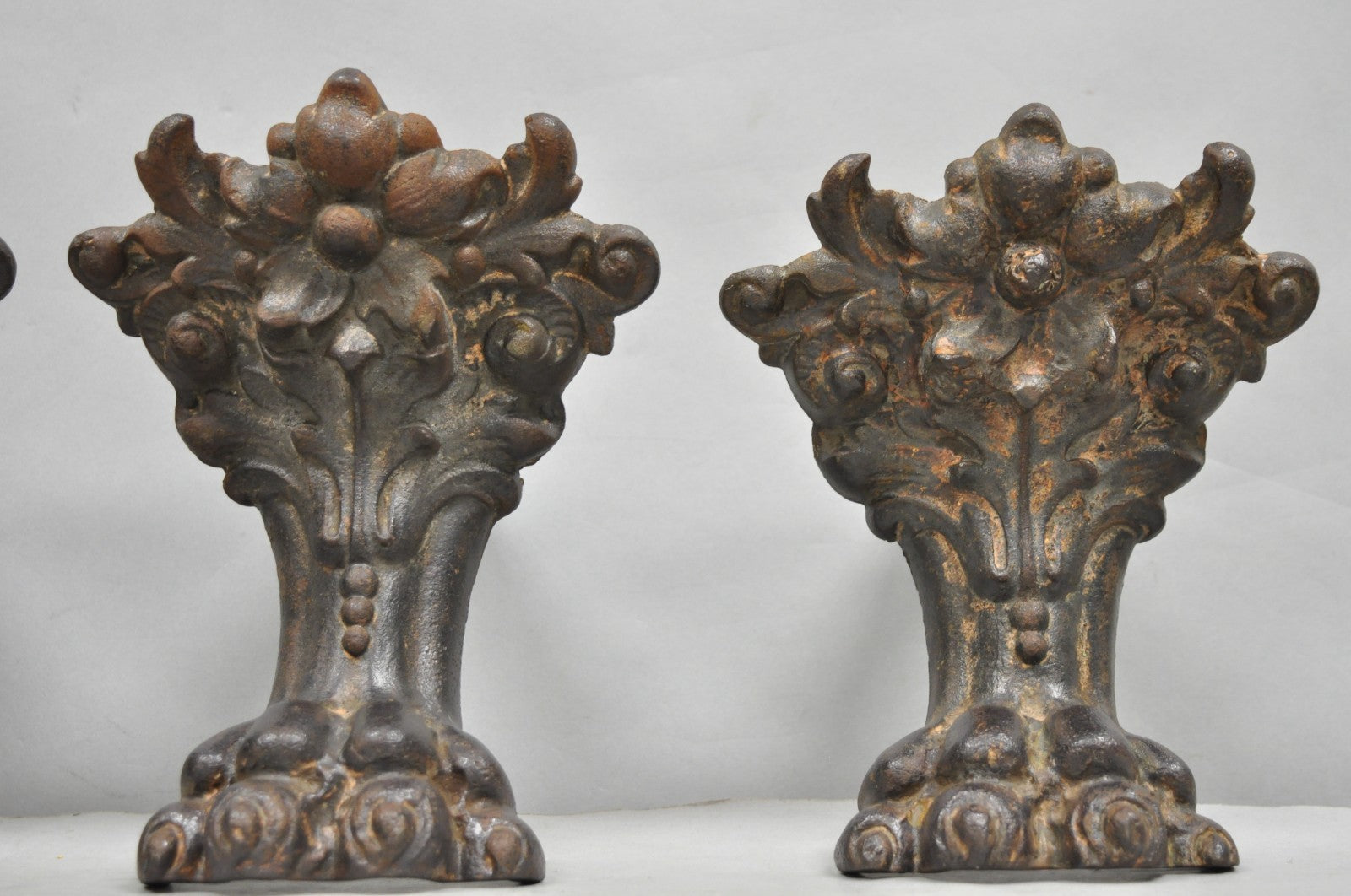 Victorian Style Cast Iron Bathtub Lion Claw Foot Paw Feet Floral Design 4 Pc Set