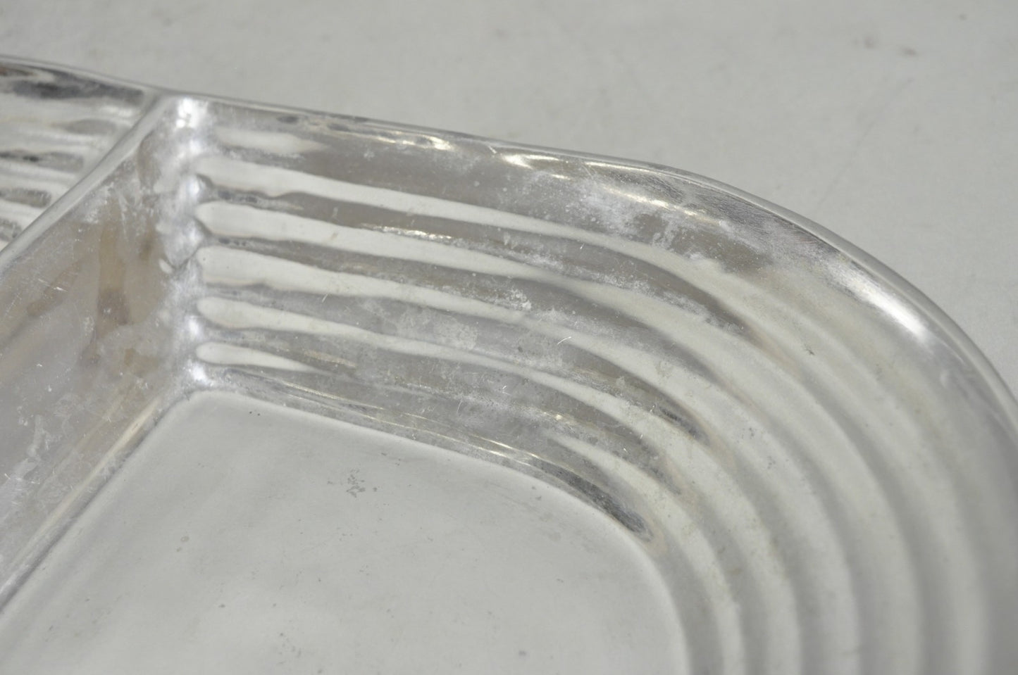 Vintage Mid Century Modern Art Deco Cast Aluminum 2 Section Serving Dish Platter