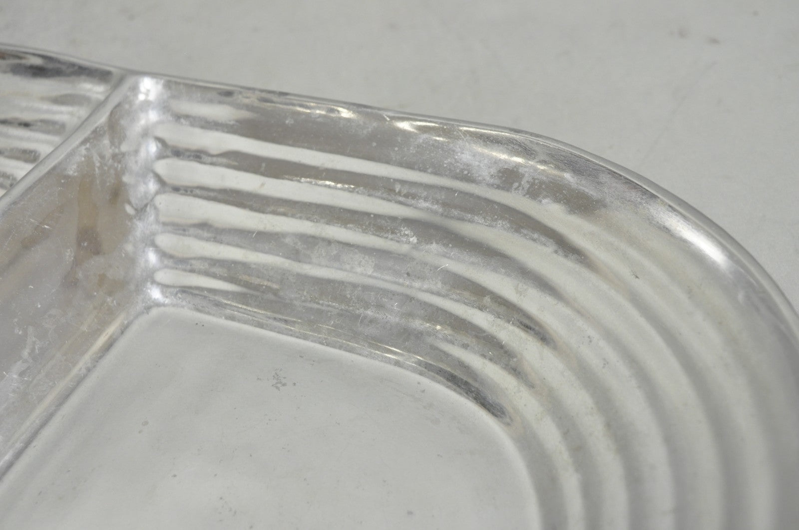 Vintage Mid Century Modern Art Deco Cast Aluminum 2 Section Serving Dish Platter