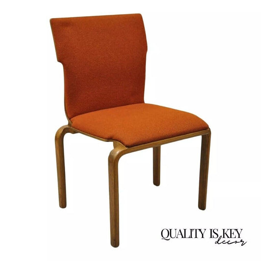 Mid Century Modern Sanders Bentwood Orange Stacking Dining Side Chair