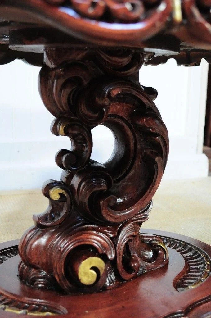 Vintage Mediterranean Style Carved Syroco Glass Top Round Low End Tables - Pair