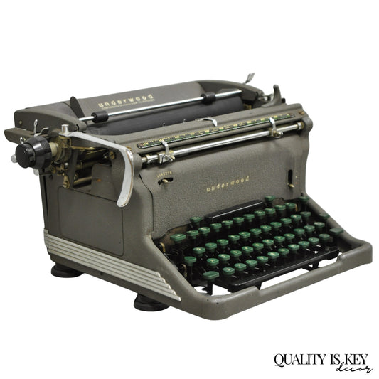 Vintage Underwood Rhythm Touch Art Deco Typewriter w/ Green Keyboard Circa 1950