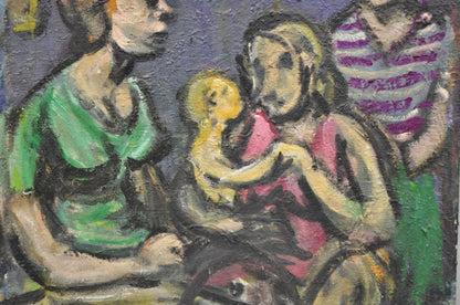 Vintage 1960s Samuel Heller "Women with Child" Oil on Canvas Painting, Signed
