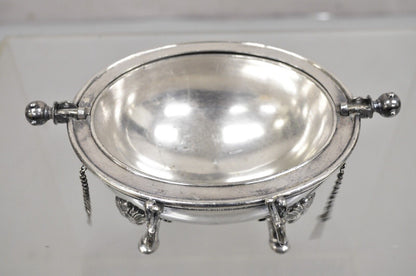 Antique English Edwardian Small Silver Plated Revolving Lid Butter Dish Server