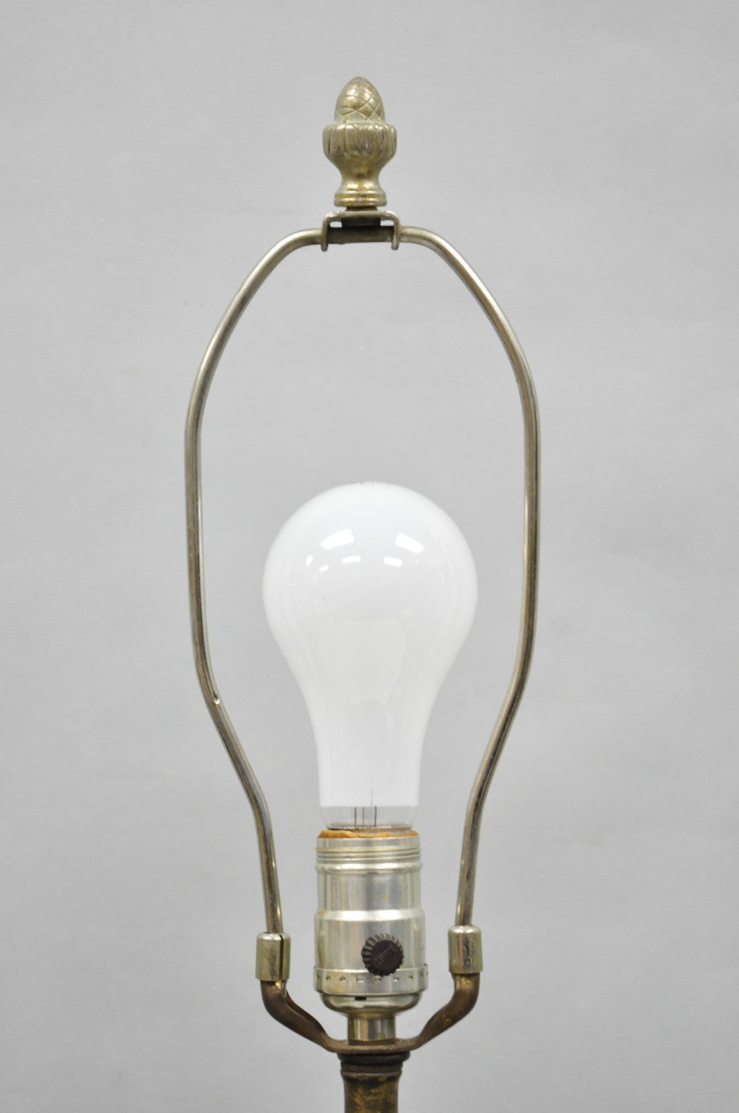 Antique Chinoiserie Japanese Cobalt Blue Porcelain Vase Brass Lattice Table Lamp