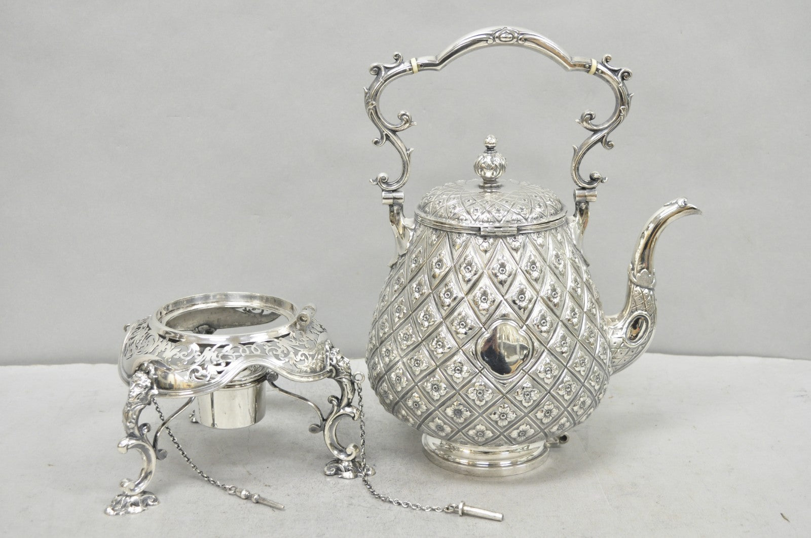 Hawksworth Eyre & Co Victorian Silver Plated "Pineapple" Figural Tipping Tea Pot