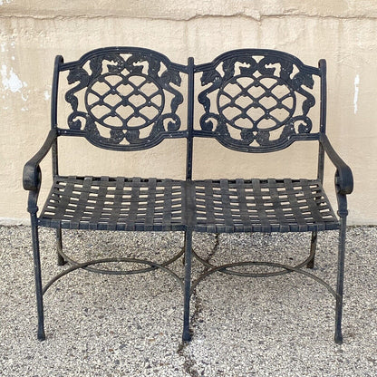 Tuscan Mediterranean Style Cast Aluminum Garden Patio Settee Loveseat