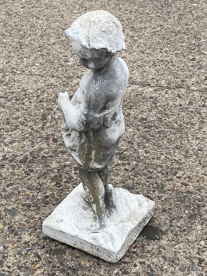 Vintage Four Seasons Cherub Putti Cast Cement 32" Lawn Ornament Garden Statue