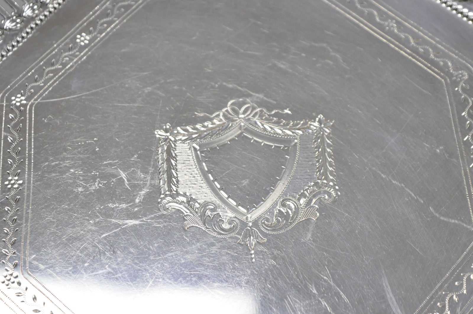 Antique Ellis Barker English Edwardian Silver Plated Octagonal Trinket Dish Tray