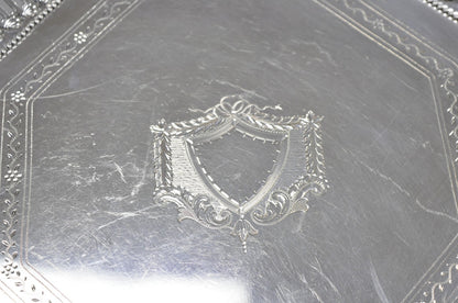 Antique Ellis Barker English Edwardian Silver Plated Octagonal Trinket Dish Tray