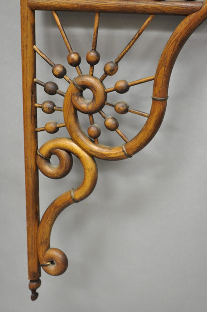 Antique Victorian Oak Stick & Ball 84" Fretwork Archway Architectural Salvage