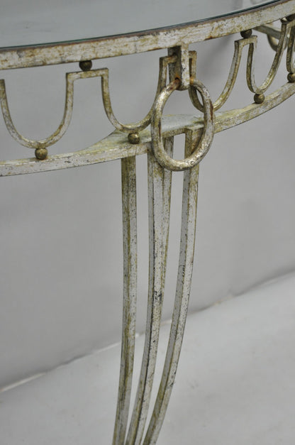 Italian Neoclassical Hollywood Regency Silver Gilt Iron Wall Mount Console Table