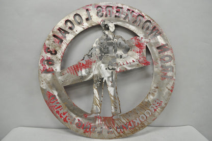 Iron Workers 361 Brooklyn & Long Island Hanging Wall Steel Black Metal Plaque