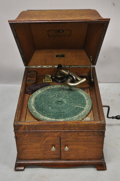 Victrola Victor Talking Machine Oak Case Record Player Model VV-IX-252347G