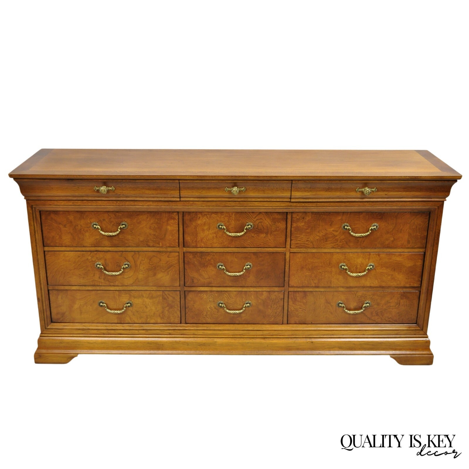 Thomasville Elysee French Country Burl Wood 12 Drawer Dresser Credenza