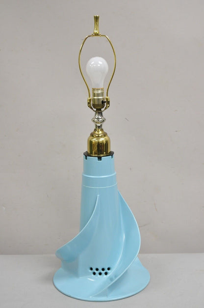 Vintage Mid Century Modern Turquoise Blue Washing Machine Agitator Table Lamp