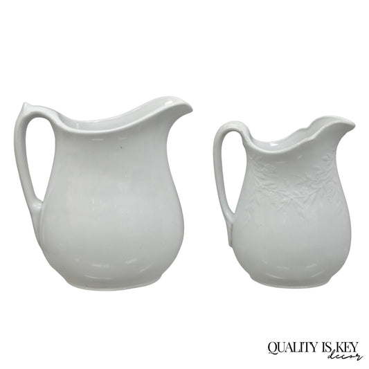 English Ironstone Imperial Hope & Carter Burgess Goddard Water Pitchers Set of 2