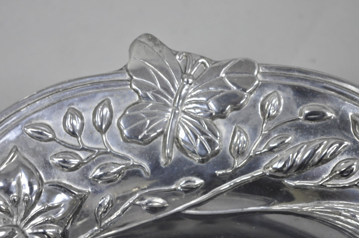 Vintage Lenox Dragonfly & Butterfly Meadow Art Nouveau Cast Aluminum Salad Bowl