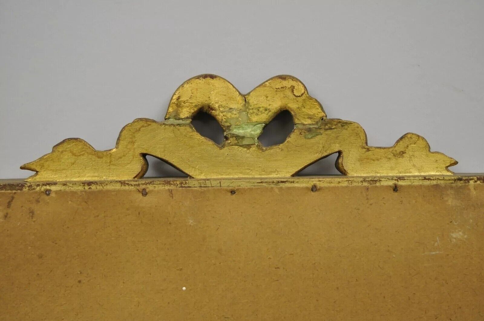 Antique French Louis XV Style Gold Gilt Wood Trumeau Mirror with Portrait Print