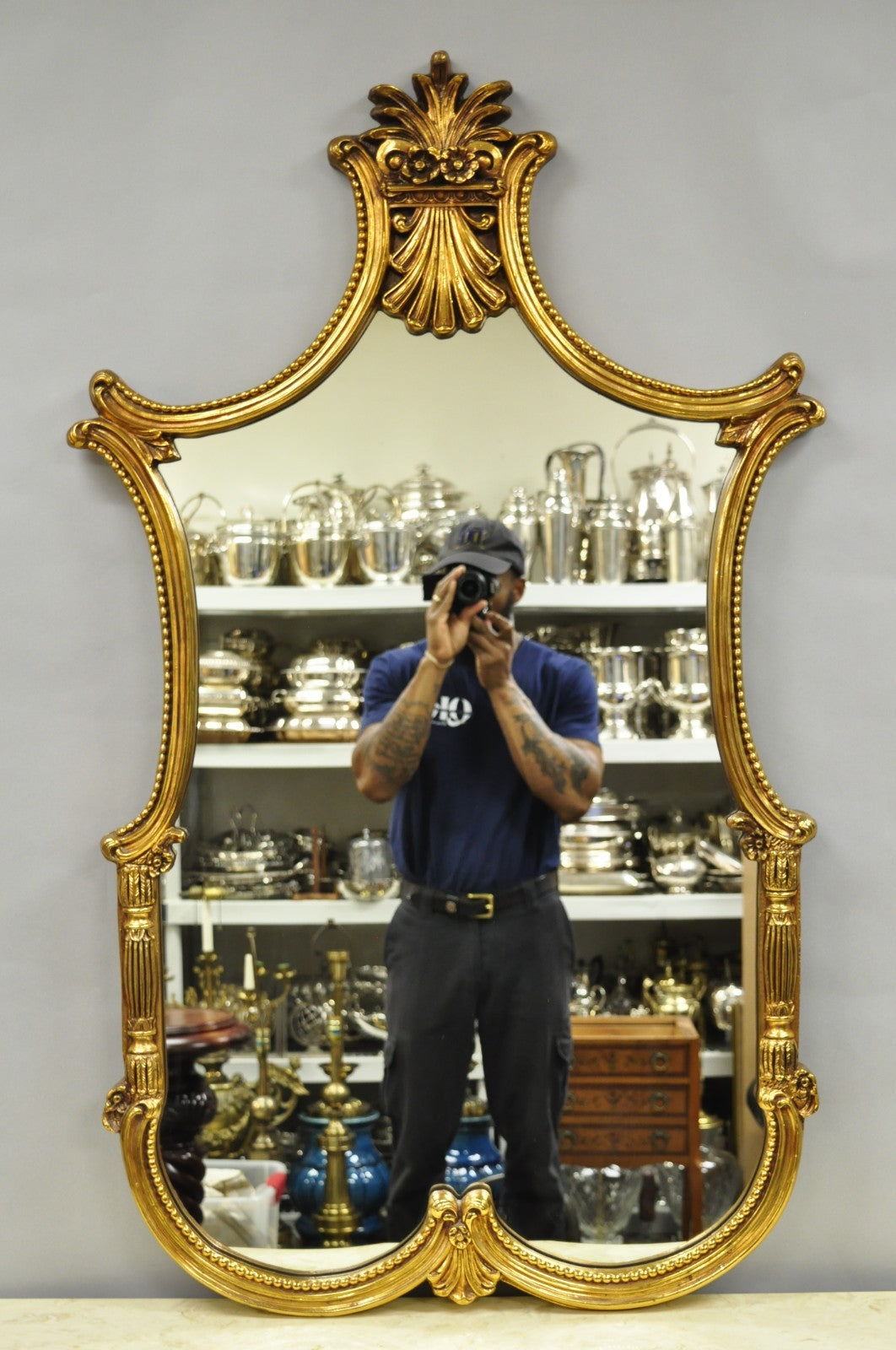Vintage French Louis XV Victorian Style Gold Gilt Console Table & Mirror - 2 Pcs