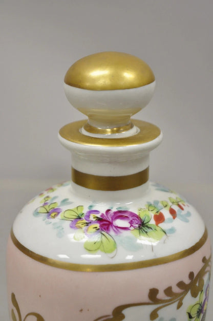 Antique French Victorian Hand Painted Porcelain Vanity Tonic Perfume Bottle