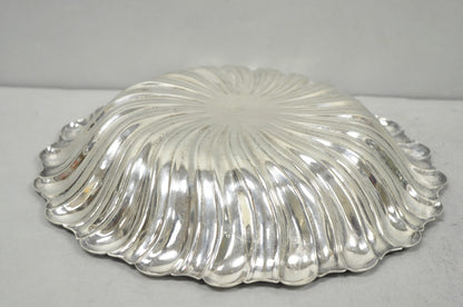 Vintage Mid Century Modern Swirl Pattern Silver Plated Centerpiece Fruit Bowl
