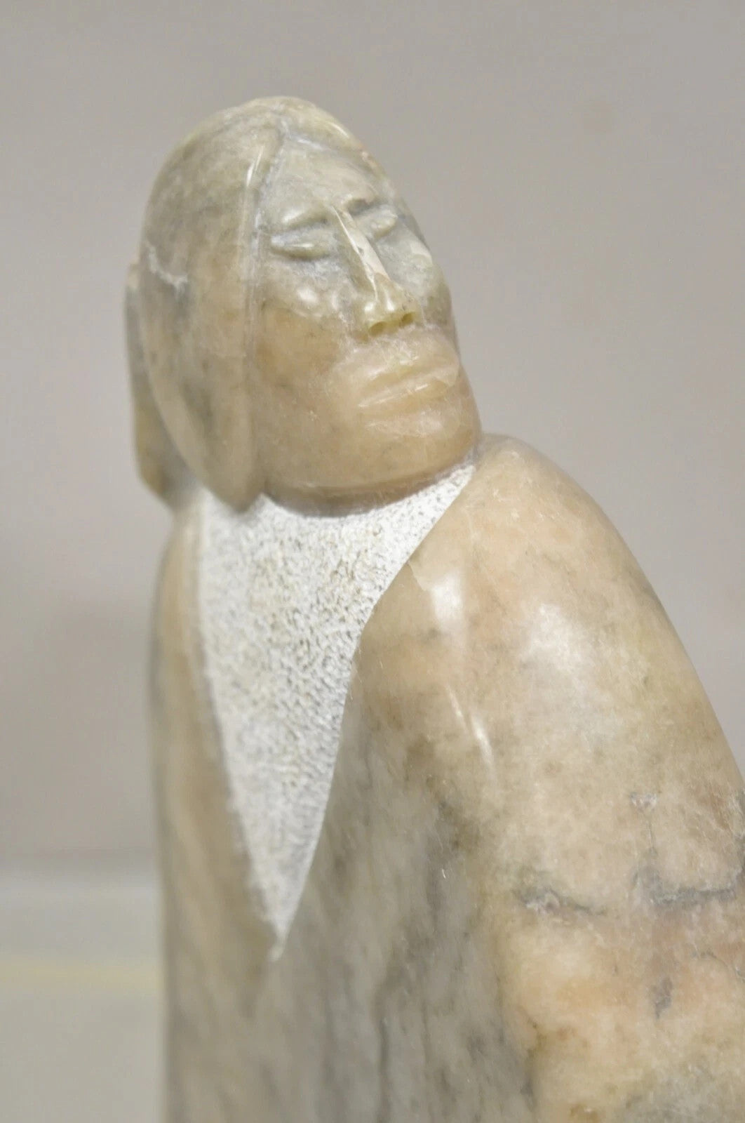 Ned Archuleta Native American Figural Woman Carved Alabaster Figure Sculpture