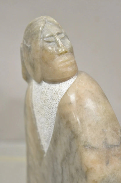 Ned Archuleta Native American Figural Woman Carved Alabaster Figure Sculpture