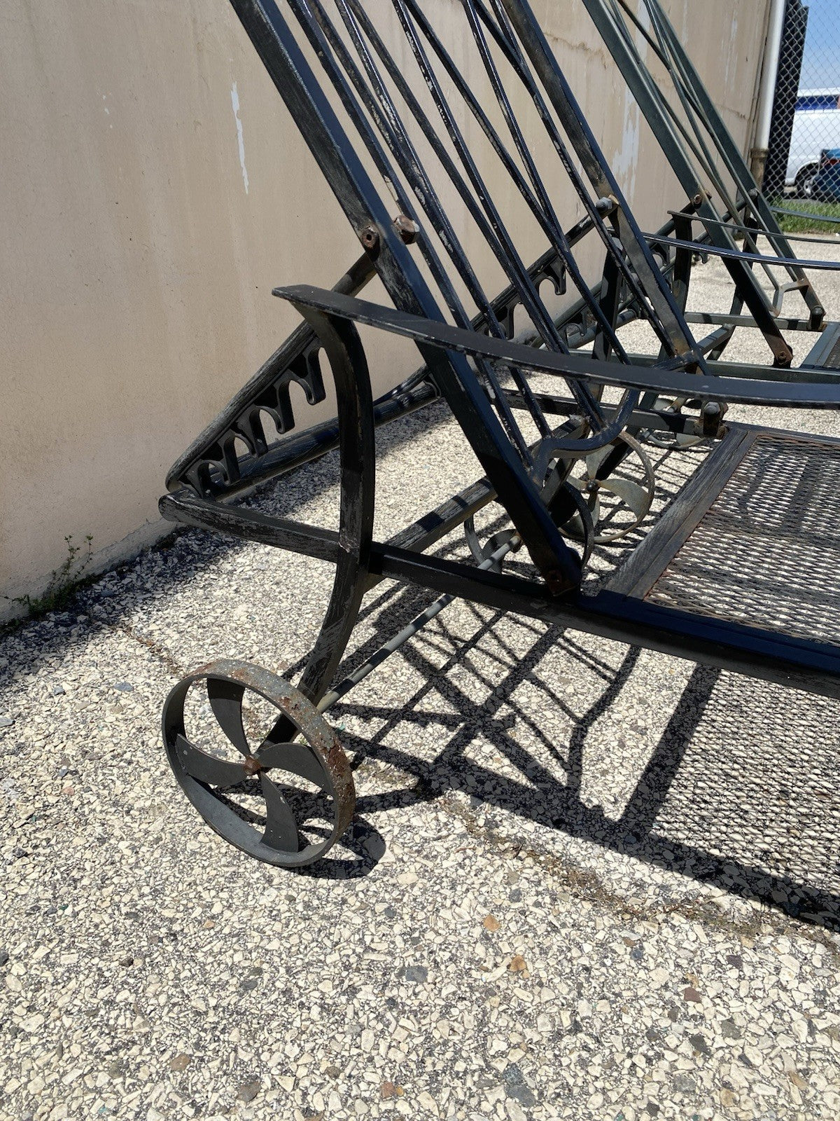 Woodard Style Wrought Iron Lattice Garden Patio Chaise Lounge Chair - a Pair
