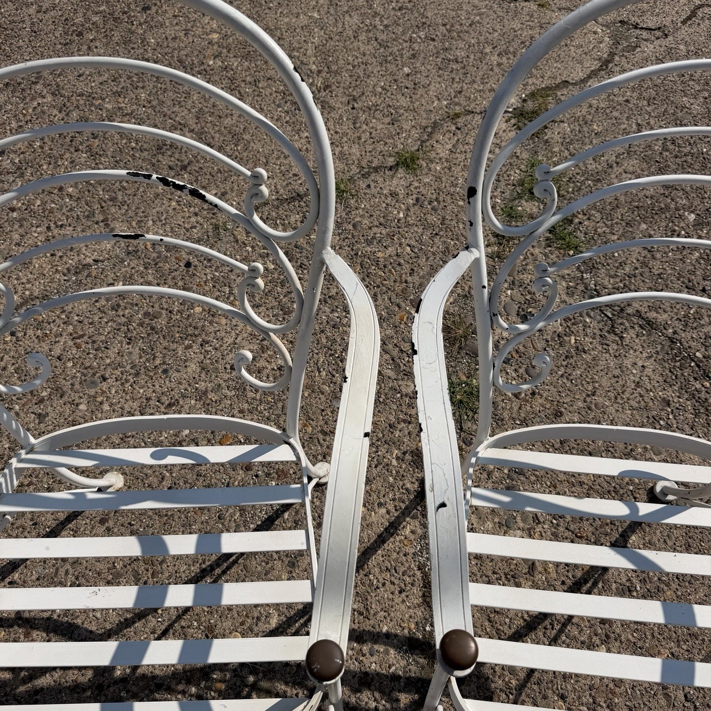 Wrought Iron Scrolling Patio Dining Arm Chairs by Crown Leisure - Set of 4