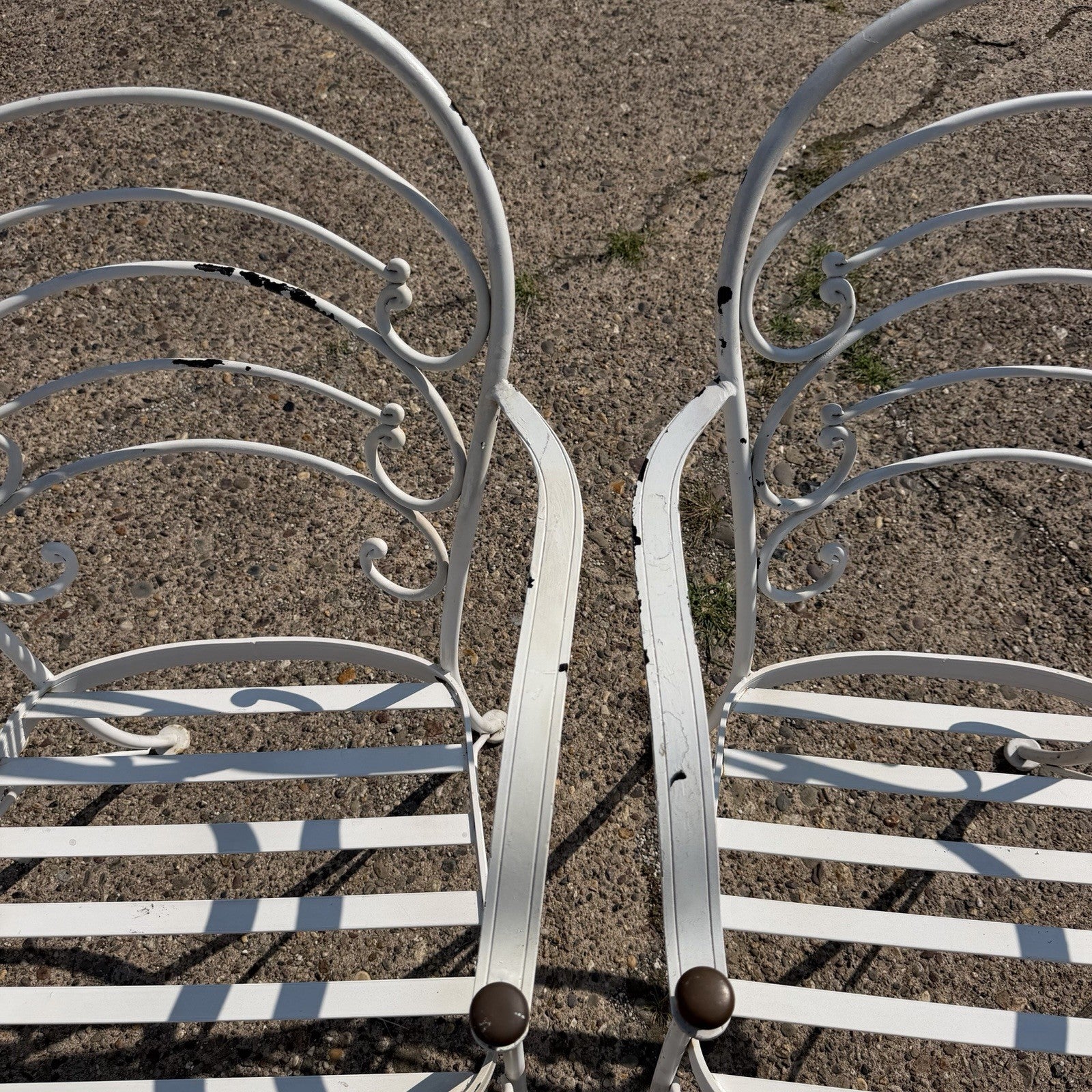 Wrought Iron Scrolling Patio Dining Arm Chairs by Crown Leisure - Set of 4