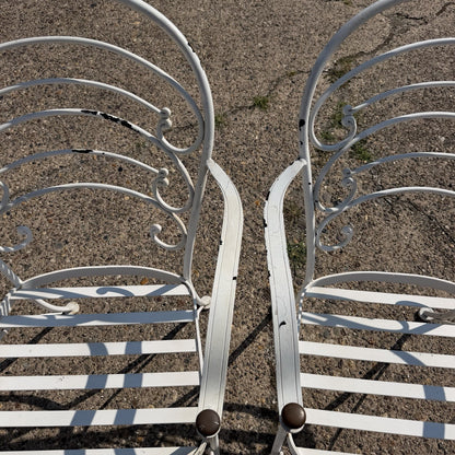 Wrought Iron Scrolling Patio Dining Arm Chairs by Crown Leisure - Set of 4