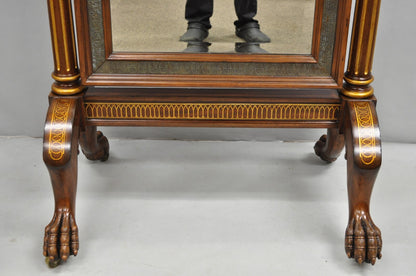Maitland Smith French Empire Style Mahogany Paw Foot Tall Dressing Cheval Mirror